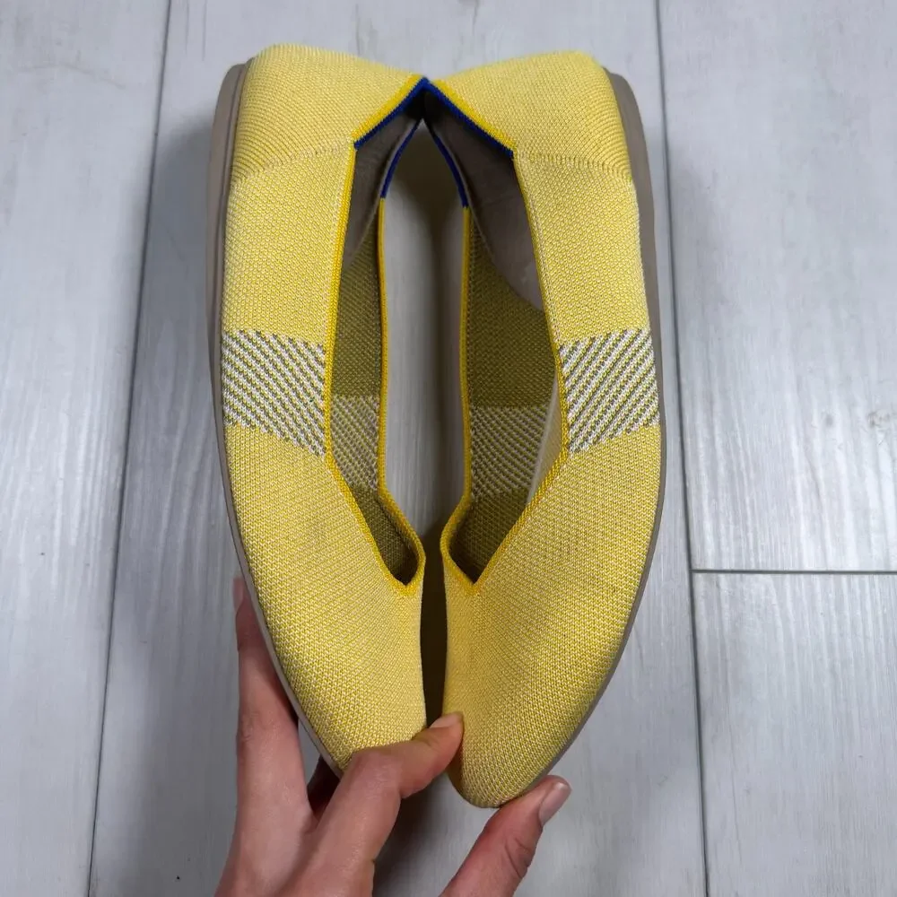 Rothys Round Toe Yellow Ballet Flat Slip On Washable 12